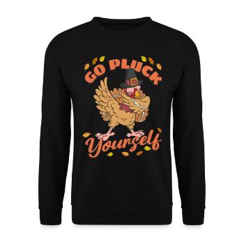 Drôle de dinde Allez vous plumer Hunter Thanksgiving - Sweat-shirt Unisexe - noir - Devant - Alina (178cm) & Michal (187cm)