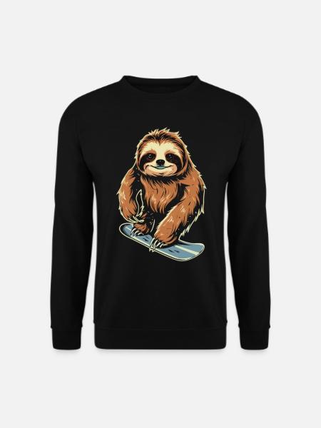 Faultier auf der Piste: Schneevergnügen - Unisex Pullover - Schwarz