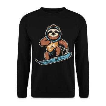 Adrenaline junkie sloth on the snowboard - Unisex Sweatshirt - black - Front - Alina (178cm) & Michal (187cm)