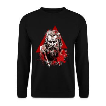 Viking Blood Odin Und Raben Wikinger Kultur - Unisex Pullover - Schwarz - Vorne - Alina (178cm) & Michal (187cm)