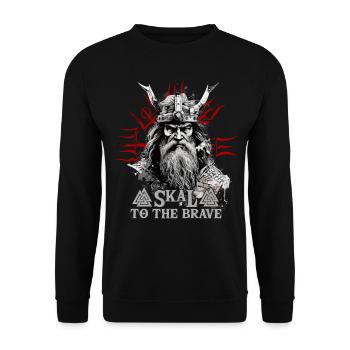 Skal to the brave Wikinger Kultur - Unisex Pullover - Schwarz - Vorne - Alina (178cm) & Michal (187cm)
