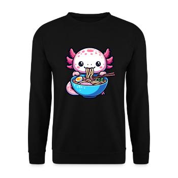 Nouilles Axolotl Ramen Amphibian Kawaii Anime - Sweat-shirt Unisexe - noir - Devant - Alina (178cm) & Michal (187cm)