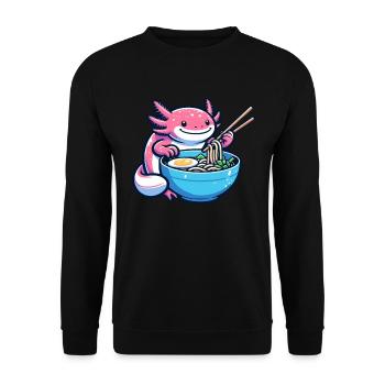 Nouilles Axolotl Ramen Amphibian Kawaii Anime - Sweat-shirt Unisexe - noir - Devant - Alina (178cm) & Michal (187cm)