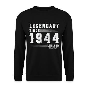 Legendary Since 1944 Vintage Birthday Gift - Unisex Sweatshirt - black - Front - Alina (178cm) & Michal (187cm)