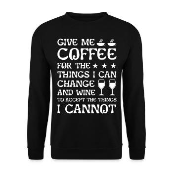 Give me Coffee and Wine - Unisex Pullover - Schwarz - Vorne - Alina (178cm) & Michal (187cm)