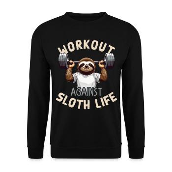 Lustiges Faultier Workout Gym Spruch Design - Unisex Pullover - Schwarz - Vorne - Alina (178cm) & Michal (187cm)