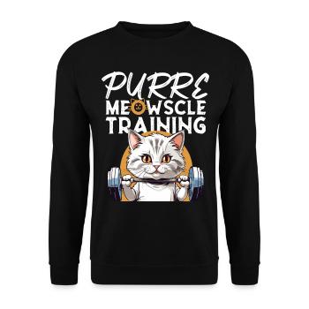 Cat Weight Training Fun "Purre Meowscle Training" - Unisex Sweatshirt - black - Front - Alina (178cm) & Michal (187cm)