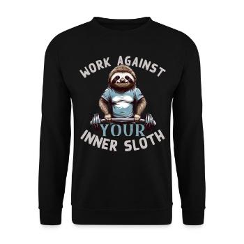 Motivation de musculation de paresse intérieure - Sweat-shirt Unisexe - noir - Devant - Alina (178cm) & Michal (187cm)