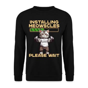 Meowscles Lustiges Katzen Bodybuilder Workout - Unisex Pullover - Schwarz - Vorne - Alina (178cm) & Michal (187cm)