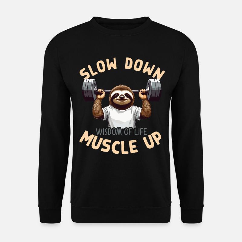Motivationsfaultier Workout Bodybuilding Fun - Unisex Pullover - Schwarz