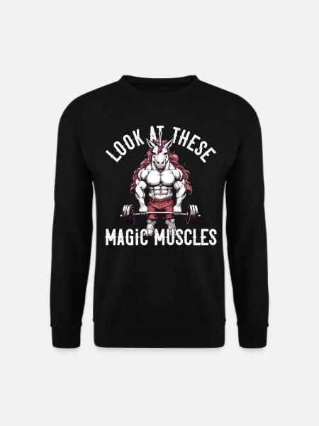 Magic Muscles Einhorn Powerlifting Fun - Unisex Pullover - Schwarz