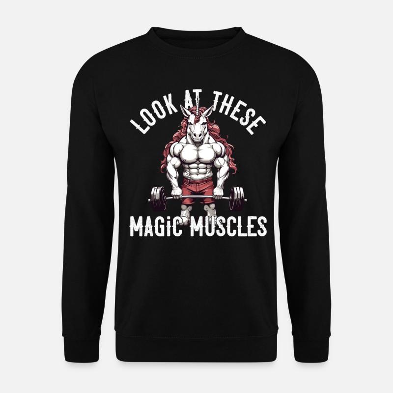 Magic Muscles Licorne Powerlifting Fun - Sweat-shirt Unisexe - noir