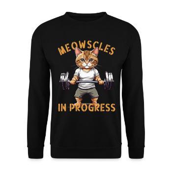 Cat Bodybuilder « Miaousses en cours » Dire - Sweat-shirt Unisexe - noir - Devant - Alina (178cm) & Michal (187cm)