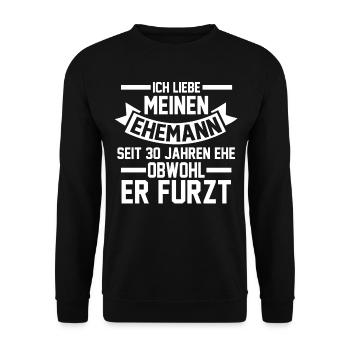 Ehe Perlenhochzeit 30 Jahre Verheiratet Hochzeitst - Unisex Pullover - Schwarz - Vorne - Alina (178cm) & Michal (187cm)