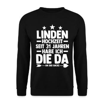 Ehe Lindenhochzeit 31 Jahre Verheiratet Hochzeitst - Unisex Pullover - Schwarz - Vorne - Alina (178cm) & Michal (187cm)