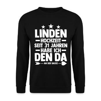 Ehe Lindenhochzeit 31 Jahre Verheiratet Hochzeitst - Unisex Pullover - Schwarz - Vorne - Alina (178cm) & Michal (187cm)