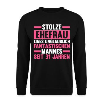 Ehe Lindenhochzeit 31 Jahre Verheiratet Hochzeitst - Unisex Pullover - Schwarz - Vorne - Alina (178cm) & Michal (187cm)
