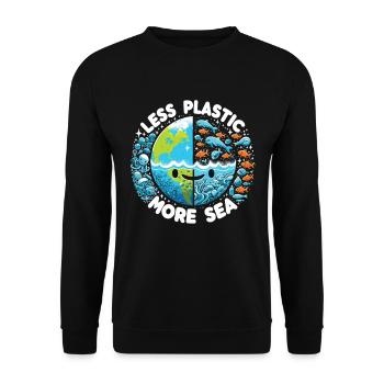 Less Plastic More Sea Environment Environmentalists - Unisex Sweatshirt - black - Front - Alina (178cm) & Michal (187cm)