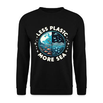 Less Plastic More Sea Environment Environmentalists - Unisex Sweatshirt - black - Front - Alina (178cm) & Michal (187cm)