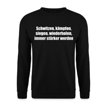 Fitness - Schwitzen, kämpfen, siegen, - Unisex Pullover - Schwarz - Vorne - Alina (178cm) & Michal (187cm)