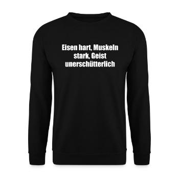Fitness - Eisen hart, Muskeln stark, Geist - Unisex Pullover - Schwarz - Vorne - Alina (178cm) & Michal (187cm)