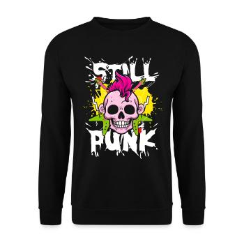Still punk | anti establishment skull - Unisex Sweatshirt - black - Front - Alina (178cm) & Michal (187cm)