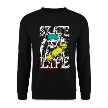 La vie de skate | Crâne punk roulant - Sweat-shirt Unisexe - noir - Devant - Alina (178cm) & Michal (187cm)