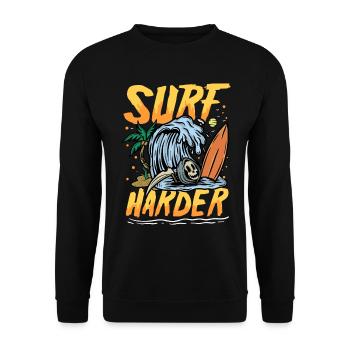 Härter surfen | Sun & Chill Beach Totenkopf - Unisex Pullover - Schwarz - Vorne - Alina (178cm) & Michal (187cm)
