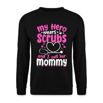 Nursing - My Hero Wears Scrubs And i Call Her Momm - Unisex Sweatshirt - black - Front - Alina (178cm) & Michal (187cm)