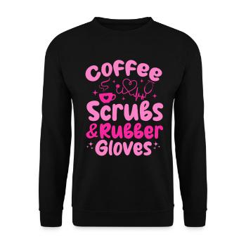 Coffee Scrubs & Rubber Gloves - Nursing Registered - Unisex Sweatshirt - black - Front - Alina (178cm) & Michal (187cm)