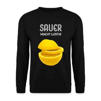 Sauer macht lustig Zitrone Lemon Tropen Früchte - Unisex Pullover - Schwarz - Vorne - Alina (178cm) & Michal (187cm)