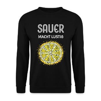 Sauer macht lustig Zitrone Früchte Sommerfrucht - Unisex Pullover - Schwarz - Vorne - Alina (178cm) & Michal (187cm)