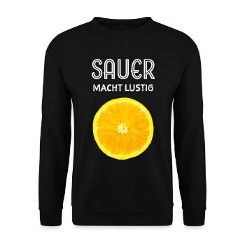 Sauer macht lustig Zitrone Lemon Tropische Früchte - Unisex Pullover - Schwarz - Vorne - Alina (178cm) & Michal (187cm)