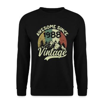 Jahrgang 1988 Geburtstagsgeschenk 1988 - Unisex Pullover - Schwarz - Vorne - Alina (178cm) & Michal (187cm)