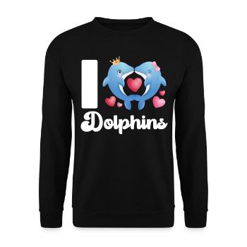 Dolphin Heart I Love Dolphins - Unisex Sweatshirt - black - Front - Alina (178cm) & Michal (187cm)