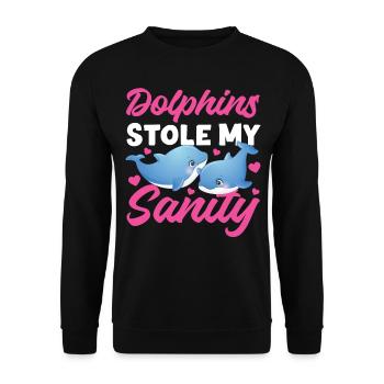 Dolphin Dolphins Stole My Sanity - Unisex Sweatshirt - black - Front - Alina (178cm) & Michal (187cm)