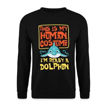 Dolphin This Is My Human Costume - Unisex Sweatshirt - black - Front - Alina (178cm) & Michal (187cm)