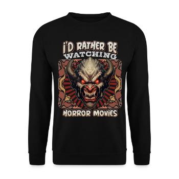 Horror Filme, Teufelsmaske, unheimlicher Zombie - Unisex Pullover - Schwarz - Vorne - Alina (178cm) & Michal (187cm)