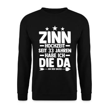 Ehe Zinnhochzeit 33 Jahre Verheiratet Hochzeitstag - Unisex Pullover - Schwarz - Vorne - Alina (178cm) & Michal (187cm)