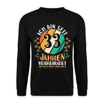 Ehe Zinnhochzeit 33 Jahre Verheiratet Hochzeitstag - Unisex Pullover - Schwarz - Vorne - Alina (178cm) & Michal (187cm)