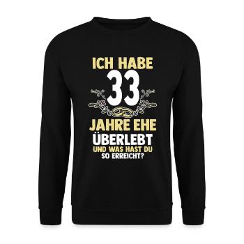 Ehe Zinnhochzeit 33 Jahre Verheiratet Hochzeitstag - Unisex Pullover - Schwarz - Vorne - Alina (178cm) & Michal (187cm)