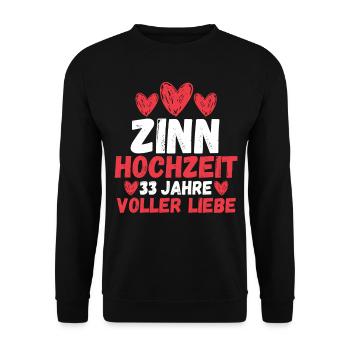 Ehe Zinnhochzeit 33 Jahre Verheiratet Hochzeitstag - Unisex Pullover - Schwarz - Vorne - Alina (178cm) & Michal (187cm)