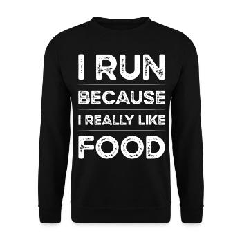 Je cours parce que j’aime vraiment la nourriture - Sweat-shirt Unisexe - noir - Devant - Alina (178cm) & Michal (187cm)