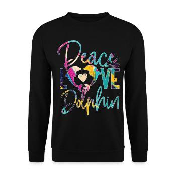 Dolphin Peace Love Dolphin - Unisex Pullover - Schwarz - Vorne - Alina (178cm) & Michal (187cm)