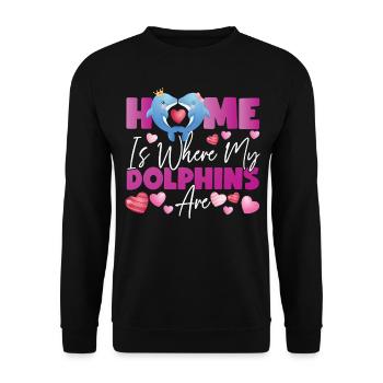 Dolphin Home est l’endroit où mes dauphins - Sweat-shirt Unisexe - noir - Devant - Alina (178cm) & Michal (187cm)