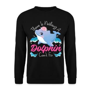 Dolphin There Is Nothing A Dolphin - Unisex Sweatshirt - black - Front - Alina (178cm) & Michal (187cm)
