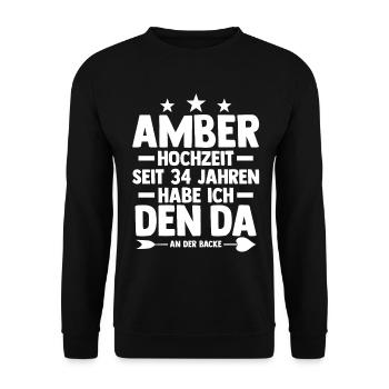 Ehe Amberhochzeit 34 Jahre Verheiratet Hochzeitsta - Unisex Pullover - Schwarz - Vorne - Alina (178cm) & Michal (187cm)