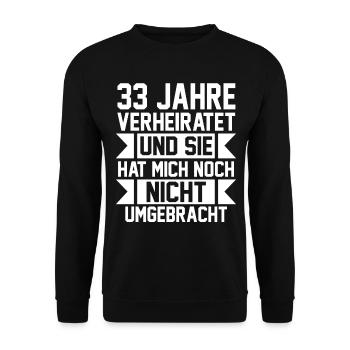 Ehe Zinnhochzeit 33 Jahre Verheiratet Hochzeitstag - Unisex Pullover - Schwarz - Vorne - Alina (178cm) & Michal (187cm)