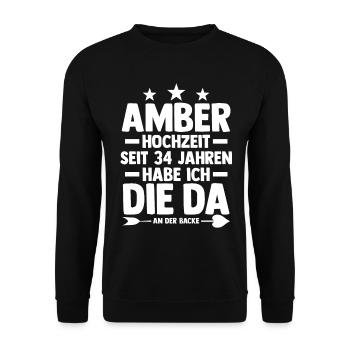 Ehe Amberhochzeit 34 Jahre Verheiratet Hochzeitsta - Unisex Pullover - Schwarz - Vorne - Alina (178cm) & Michal (187cm)