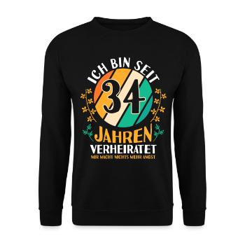 Ehe Amberhochzeit 34 Jahre Verheiratet Hochzeitsta - Unisex Pullover - Schwarz - Vorne - Alina (178cm) & Michal (187cm)